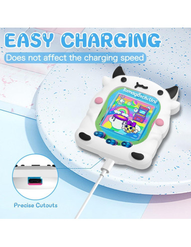 Funda de silicona BEARDDO para Tamagotchi Uni vaca blanca