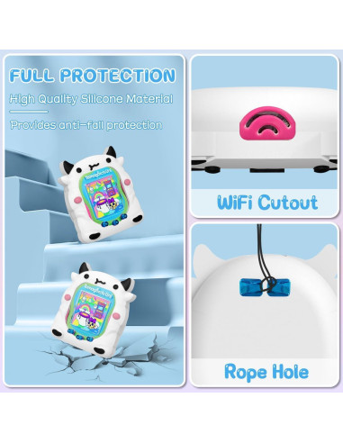 Funda de silicona BEARDDO para Tamagotchi Uni vaca blanca