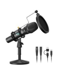 Micrófono Dinámico MAONO HD300T USB/XLR con Soporte y Filtro