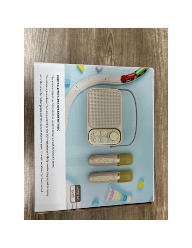 Mini máquina de karaoke BESCOST rosa con 2 micrófonos