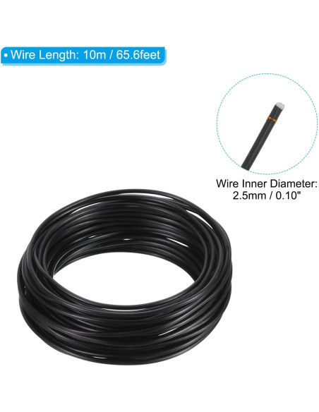 PATIKIL Alambre de Bonsai 2.5mm x 10m Negro Anodizado