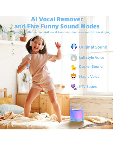 Karaoke Portátil EAIHW KM01-2 Bluetooth 5.3 con 2 Micrófonos