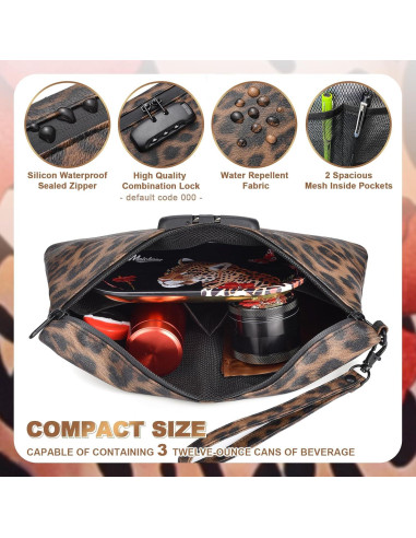 Bolsa de Almacenamiento MAICHENG Leopardo con Cerradura 27.94x19.05cm