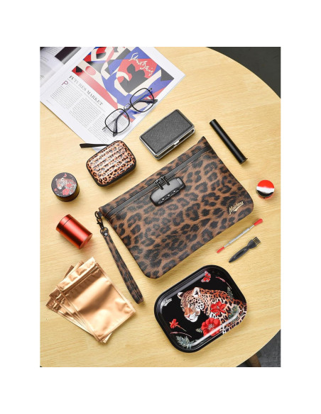 Bolsa de Almacenamiento MAICHENG Leopardo con Cerradura 27.94x19.05cm