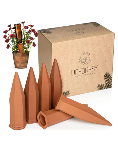 Paquete de 6 Picos de Riego Upforesy Terracota 20cm