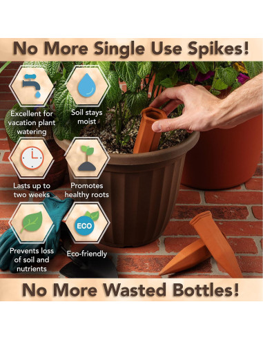 Paquete de 6 Picos de Riego Upforesy Terracota 20cm