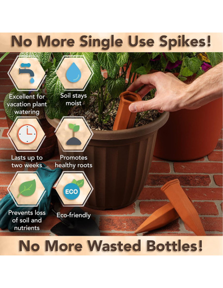 Paquete de 6 Picos de Riego Upforesy Terracota 20cm