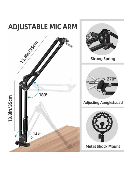 Brazo de micrófono Blue Yeti con soporte y filtro anti-pop