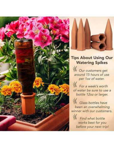 Paquete de 6 Picos de Riego Upforesy Terracota 20cm