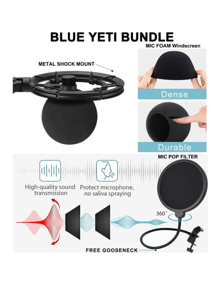 Brazo de micrófono Blue Yeti con soporte y filtro anti-pop