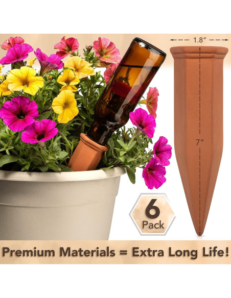 Paquete de 6 Picos de Riego Upforesy Terracota 20cm