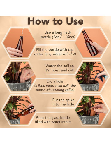 Paquete de 6 Picos de Riego Upforesy Terracota 20cm