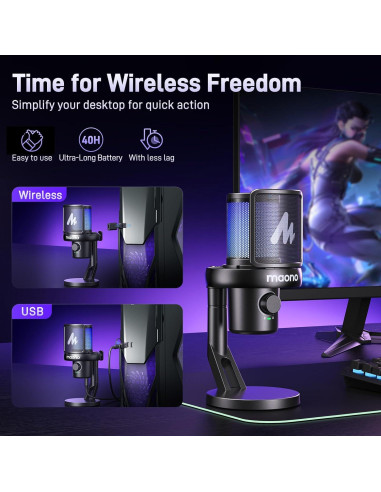 Micrófono Inalámbrico MAONO DM40 USB para PC y Juegos