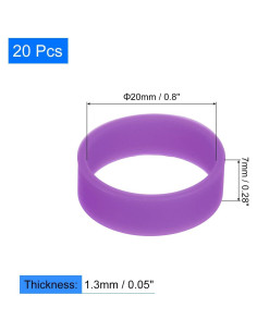 Bandas de Goma de Silicona uxcell 20Pcs 20x7mm Morado 2