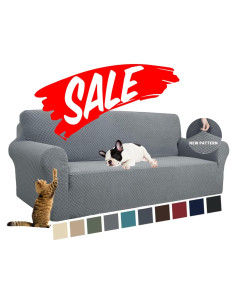 Funda de Sofá YEMYHOM Jacquard 3 Cojines Gris Claro