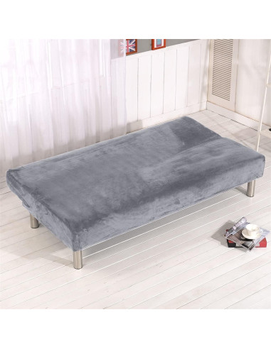 Funda de Futón Sokamore de Terciopelo Gris Plateado 180-210 cm