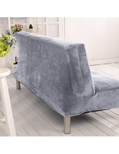 Funda de Futón Sokamore de Terciopelo Gris Plateado 180-210 cm