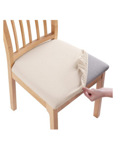 Fundas de Silla Smiry Juego de 4 Beige Elásticas Lavables