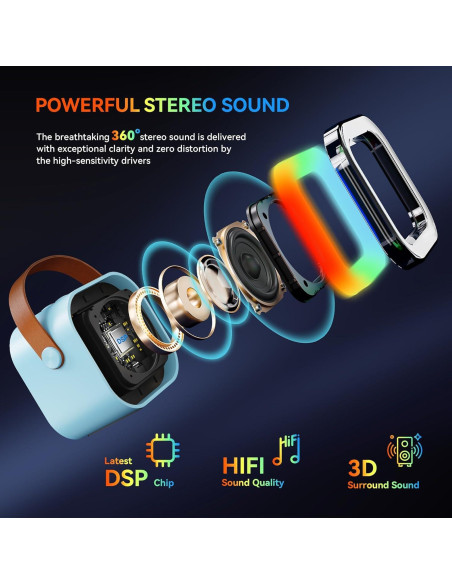Karaoke Portátil LFS con 2 Micrófonos y Bluetooth Azul