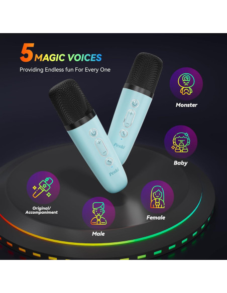 Karaoke Portátil LFS con 2 Micrófonos y Bluetooth Azul