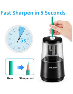 Sacapuntas Eléctrico JARLINK con Parada Automática Negro 2