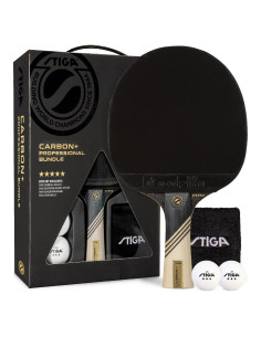 Raqueta de Tenis de Mesa STIGA Carbon+ con Funda y Pelotas