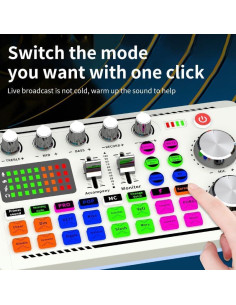 Tarjeta de Sonido F998 con Efectos y Mezclador Bluetooth 2