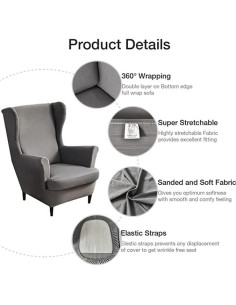 Funda de Sillón NILUOH 2 Piezas Respaldo Alto Gris 2