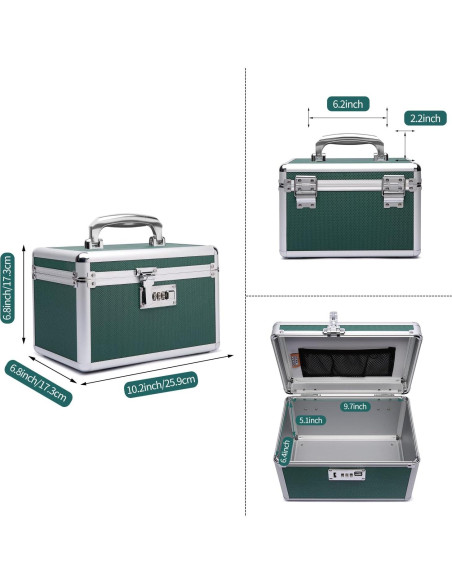 Caja de Medicamentos HEWEI WORKS Verde Cerradura 25.9x17.3 cm