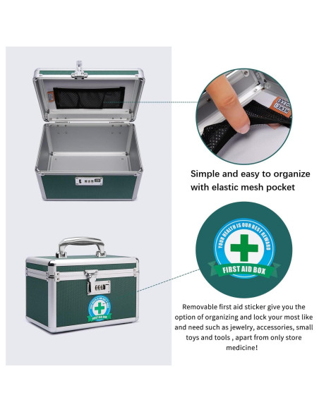 Caja de Medicamentos HEWEI WORKS Verde Cerradura 25.9x17.3 cm