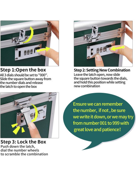 Caja de Medicamentos HEWEI WORKS Verde Cerradura 25.9x17.3 cm