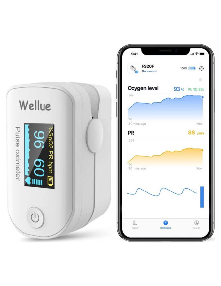 Oxímetro de Pulso Wellue FS20F Bluetooth con Pantalla OLED