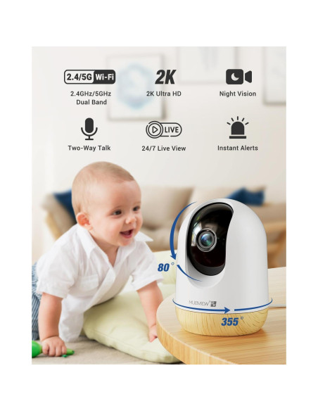 Cámara de Seguridad Interior MUBVIEW 2K WiFi 5G Pan-Tilt
