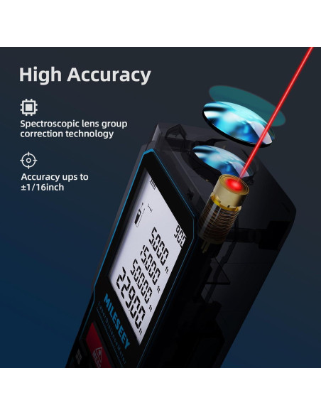 Medidor Láser MILESEEY D5 69.8m Precisión +/-2mm con APP