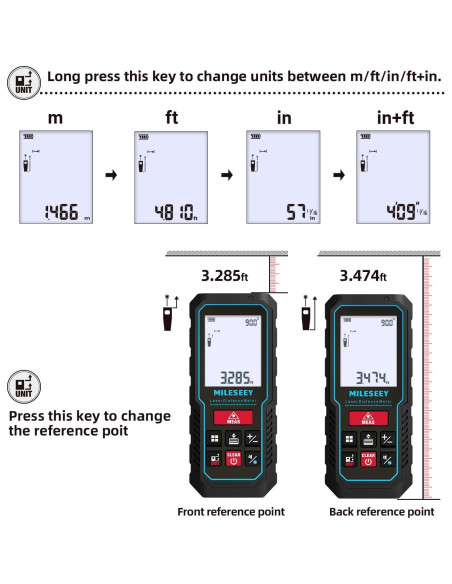Medidor Láser MILESEEY D5 69.8m Precisión +/-2mm con APP