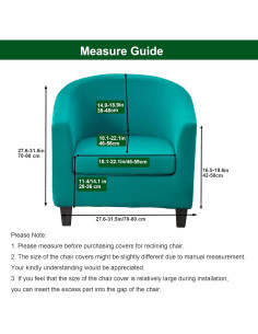 Funda de Silla de Club CRFATOP 2 Piezas Azul Pavo Real 2
