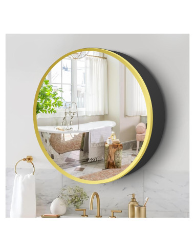 Armario de Medicina Movo Redondo 60 cm Espejo Baño Dorado