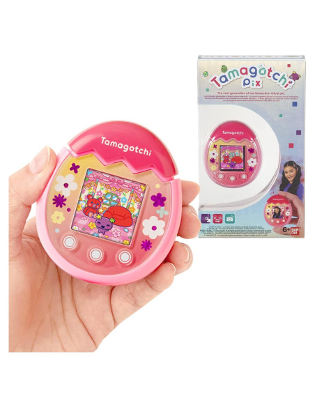 Tamagotchi Pix Bandai Rosa Floral con Cámara y Juegos