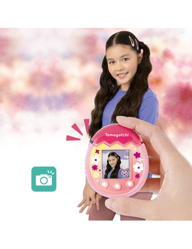 Tamagotchi Pix Bandai Rosa Floral con Cámara y Juegos