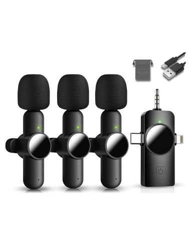 Micrófono Lavalier Inalámbrico vvituaC K16-v 3 en 1 USB-C