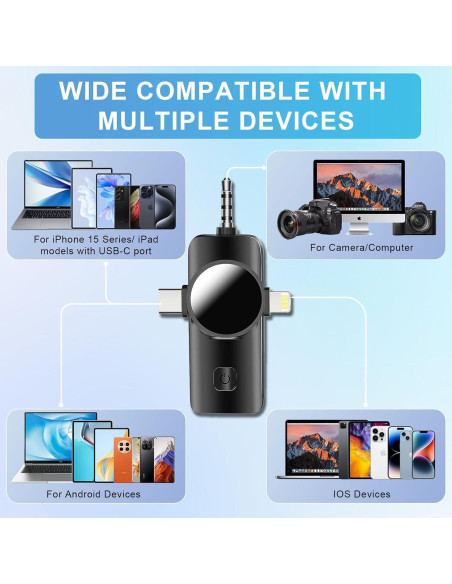 Micrófono Lavalier Inalámbrico vvituaC K16-v 3 en 1 USB-C