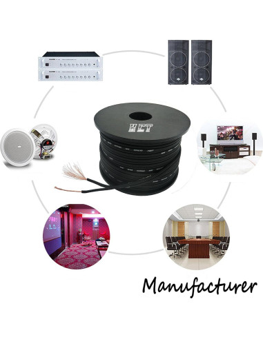 KCT Cable de Altavoz 16AWG 30m Negro Alta Calidad