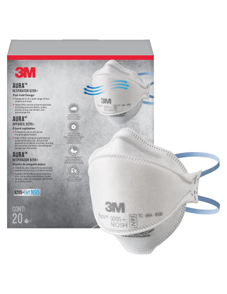 Respirador Particulado N95 3M Aura 9205+ Plegable 20 Unidades
