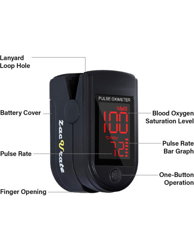 Oxímetro de Pulso Zacurate 500DL con Funda y Baterías