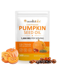 300 Cápsulas Aceite de Semilla de Calabaza 2 en 1 con Saw Palmetto