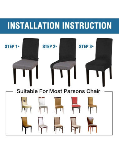 Fundas de Silla de Comedor H.VERSAILTEX Terciopelo Negro