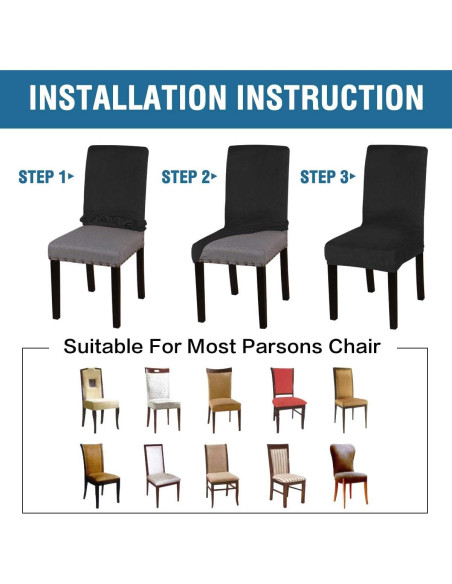 Fundas de Silla de Comedor H.VERSAILTEX Terciopelo Negro