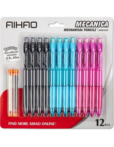 Lápiz Mecánico AIHAO 0.9mm, 12 Piezas, Agarre Ergonómico 2