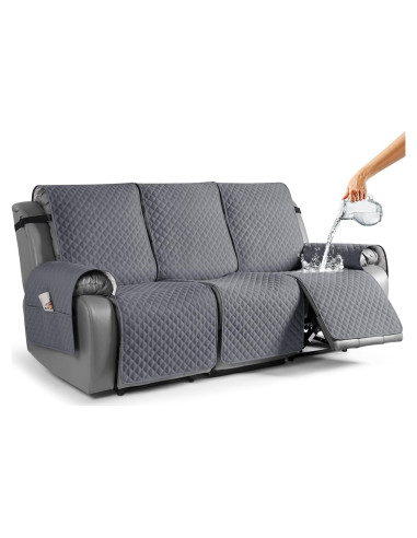Funda Antideslizante para Sofá Reclinable TAOCOCO 3 Plazas Gris