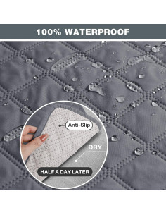 Funda Antideslizante para Sofá Reclinable TAOCOCO 3 Plazas Gris 2